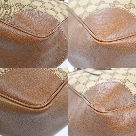 GUCCI Logo GG Monogram Canvas Leather Tote Hand Bag Brown GHW Italy 32CA078 - Picture 7 of 16